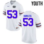 Youth Florida Gators #53 Kavaris Harkless NCAA Nike White Authentic Stitched College Football Jersey OXA4062DE